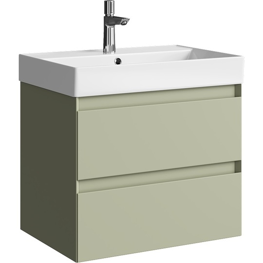 Тумба с раковиной Aqwella Geometria 65 зеленый шалфей 2 ящика