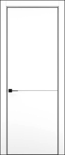 Межкомнатная дверь Hausdoors Минимализм 2 Керамик снежный ДГ черная кромка 4 стороны черный молдинг