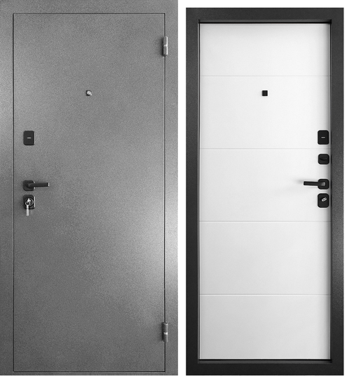 Входная дверь Промет Артик М Букле Графит/Экошагрень белая