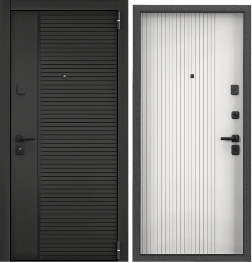 Дверь входная стальная Торэкс Tau LT PP ПВХ Черная шагрень T-L18/ПВХ Бьянко T-L1